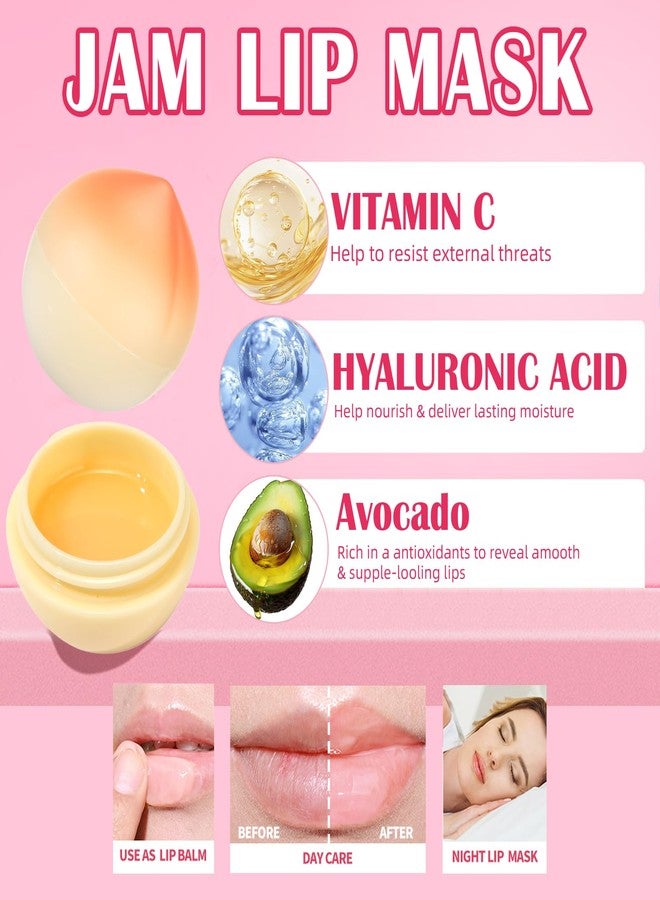 Deepmind 4 PCS Bee Lip Balm Lip Mask Fruit Pot, Lip Balm for Girls, Strawberry & Apple & Lemon & Peach Moisturizing Lip Sleeping Mask Overnight Lip Treatment for Women,Reduce Fine Lines,Repair Dry Cracked Lips - Image 4